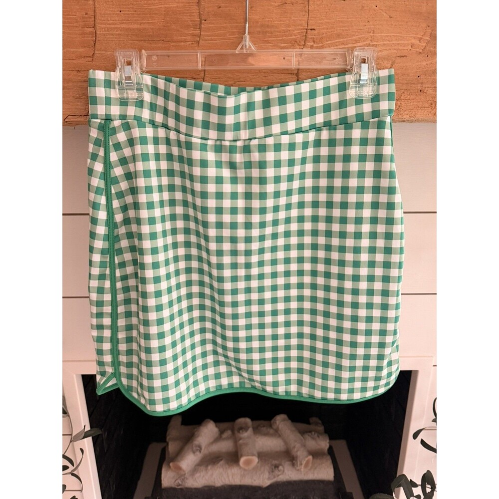 NWT J. Crew Green & White Gingham Check Skirt Skort **SIZE M** - Picture 2 of 8